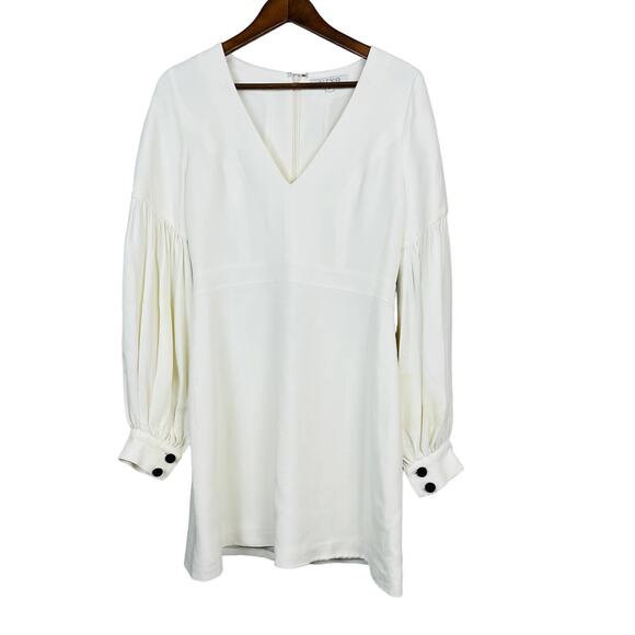 Alexis Sheath Elenna Dress V Neck Long Bell Sleeve Bone Black Button - M - Picture 1 of 6